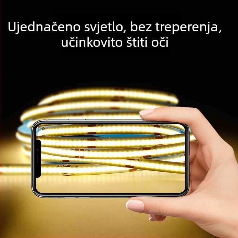 COB LED trak s auto-ljepljivom podlogom za ormariće, ugrađen u aluminijski kanal, 24V niskonaponsko unutarnje osvjetljenje stropa