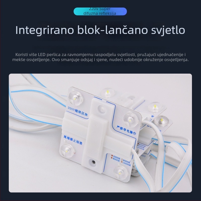 Kvadratni LED reklamni panel, 68×68 mm, 4W, 220V, difuzno odražavanje, SMD3030, CRI 85, unutarnje osvjetljenje