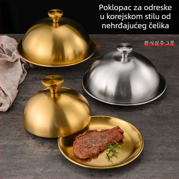 Poklopac za steak od nehrđajućeg čelika, okrugli podignuti poklopac za posude i jela, poklopac za užinu, teppanyaki poklopac