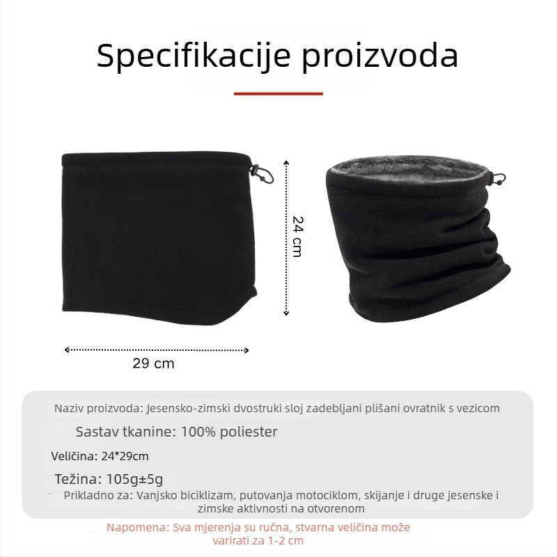 Dvostruko debeli flis šal za vrat za outdoor biciklizam i skijanje, otporan na vjetar i topao, može se nositi kao šal, maska ili kapuljača