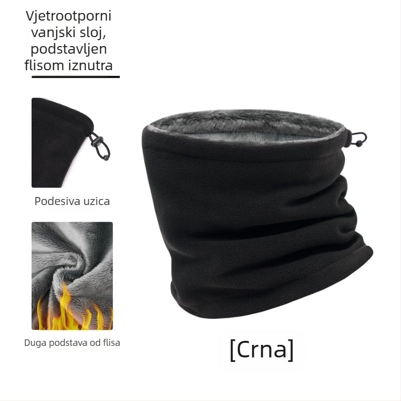Dvostruko debeli flis šal za vrat za outdoor biciklizam i skijanje, otporan na vjetar i topao, može se nositi kao šal, maska ili kapuljača