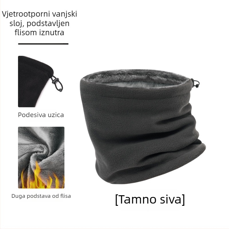 Dvostruko debeli flis šal za vrat za outdoor biciklizam i skijanje, otporan na vjetar i topao, može se nositi kao šal, maska ili kapuljača