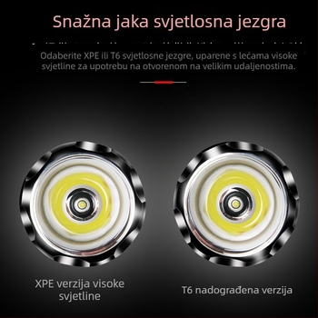 LED svjetiljka za samoodbranu, punjiva, model T6, otporna na eksplozije i vodootporna, domet do 300 m, velika sigurnosna svjetiljka za nužne situacije
