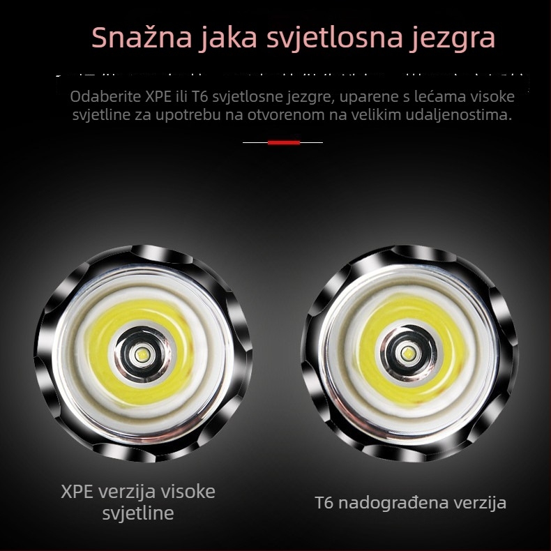 LED svjetiljka za samoodbranu, punjiva, model T6, otporna na eksplozije i vodootporna, domet do 300 m, velika sigurnosna svjetiljka za nužne situacije
