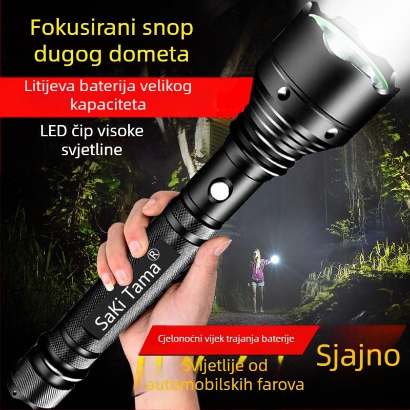 Ručna LED lampa s dugim dometom za vanjske ophodnje — otporna na eksplozije, izdržljiva, višenamjenska, punjiva