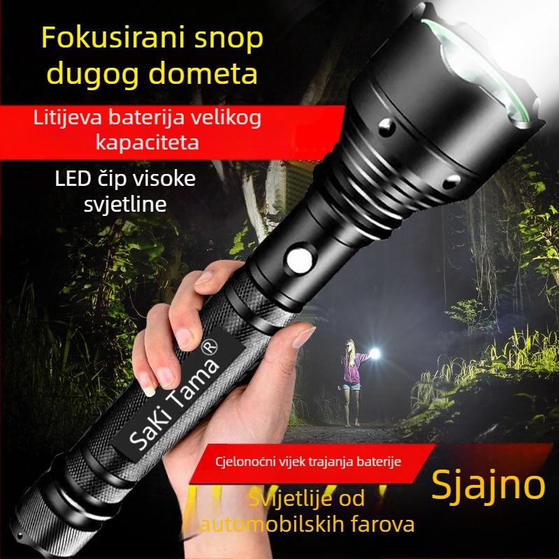 Ručna LED lampa s dugim dometom za vanjske ophodnje — otporna na eksplozije, izdržljiva, višenamjenska, punjiva