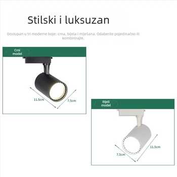 LED COB trak rasvjeta s podesivim kutem, difuzno cilindrično osvjetljenje za trgovine odjećom i trgovačke centre