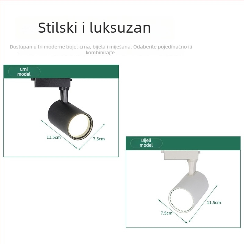 LED COB trak rasvjeta s podesivim kutem, difuzno cilindrično osvjetljenje za trgovine odjećom i trgovačke centre