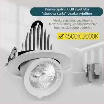 Ugrađeni LED stropni spot visoke CRI-a s podesivim snopom COB, 4500K/3500K za trgovine odjećom
