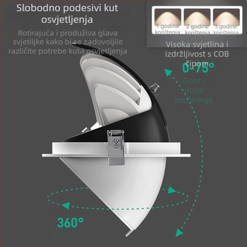 Ugrađeni LED stropni spot visoke CRI-a s podesivim snopom COB, 4500K/3500K za trgovine odjećom