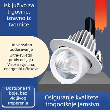 4-inčni LED ugrađeni zidni reflektor s podesivim kutem snopa i teleskopskim anti-refleksnim snopom za trgovine odjećom