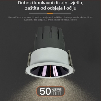 Ugrađeni spotovi s punim spektrom, regulacija svjetline do 10.000 razina i prilagodba boje; pametna ugrađena stropna svjetiljka
