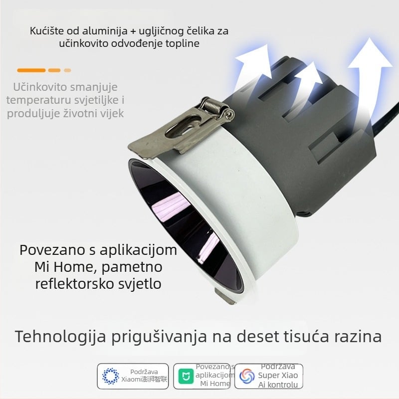 Pametno spot svjetlo s punim spektromom, neprekidno podešavanje osvjetljenja, ugrađena duboka cijev protiv odbljeska, COB izvor svjetla, integrirano s Mijia aplikacijom za kućnu upotrebu
