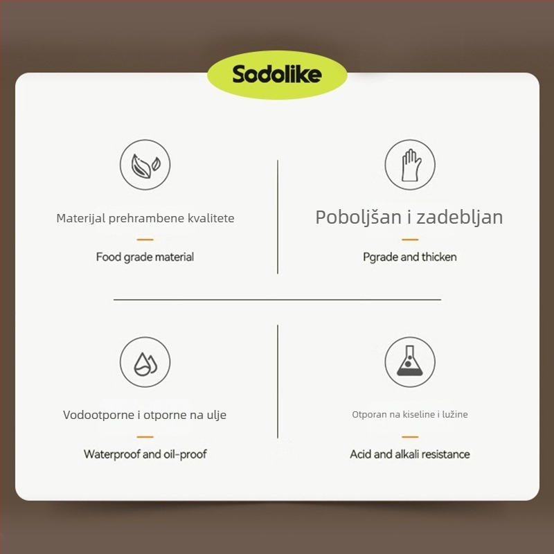 Sodolike nitrilne rukavice, prehrambene kvalitete, za kuhinju i pranje suđa, jednokratne, produžene duljine, otporne na ulje
