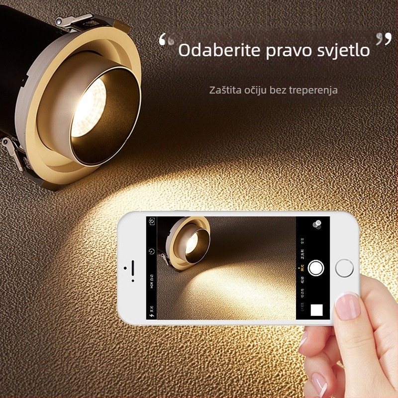 Ugrađeni COB LED spot svjetlo s podesivim kutom i mogućnošću dimmiranja, za kuću, dnevni boravak, ulaz i trgovinu, rasvjeta za slike