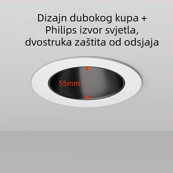 LED ugrađeni usmjereni spot, 75 mm duboka čaša, oblik brežuljka, zaštita očiju, anti-glare, stropno svjetlo za dnevni boravak i hodnik, aluminijska legura, 36V