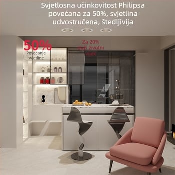 LED ugrađeni usmjereni spot, 75 mm duboka čaša, oblik brežuljka, zaštita očiju, anti-glare, stropno svjetlo za dnevni boravak i hodnik, aluminijska legura, 36V