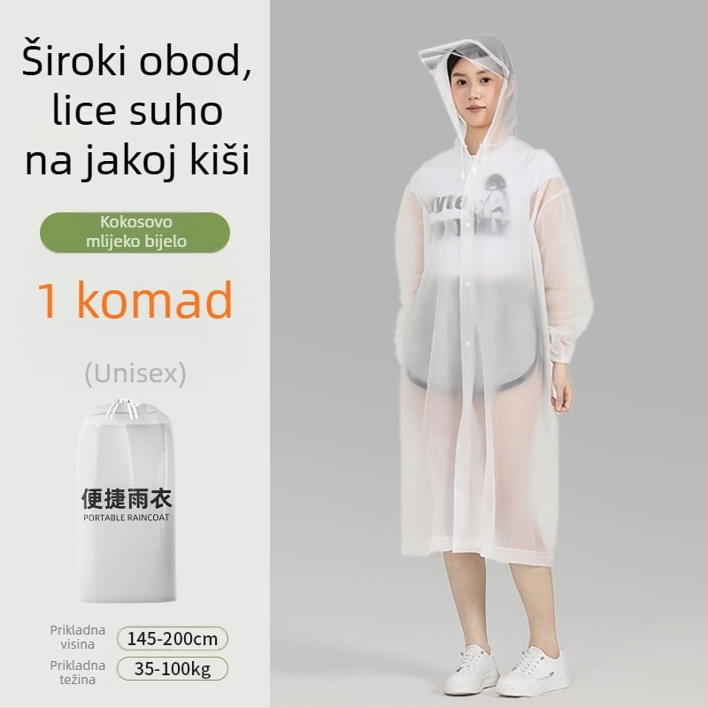 Kišni kaput za odrasle s rubom, dug, pogodan za planinarenje i putovanja