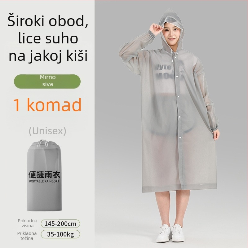 Kišni kaput za odrasle s rubom, dug, pogodan za planinarenje i putovanja