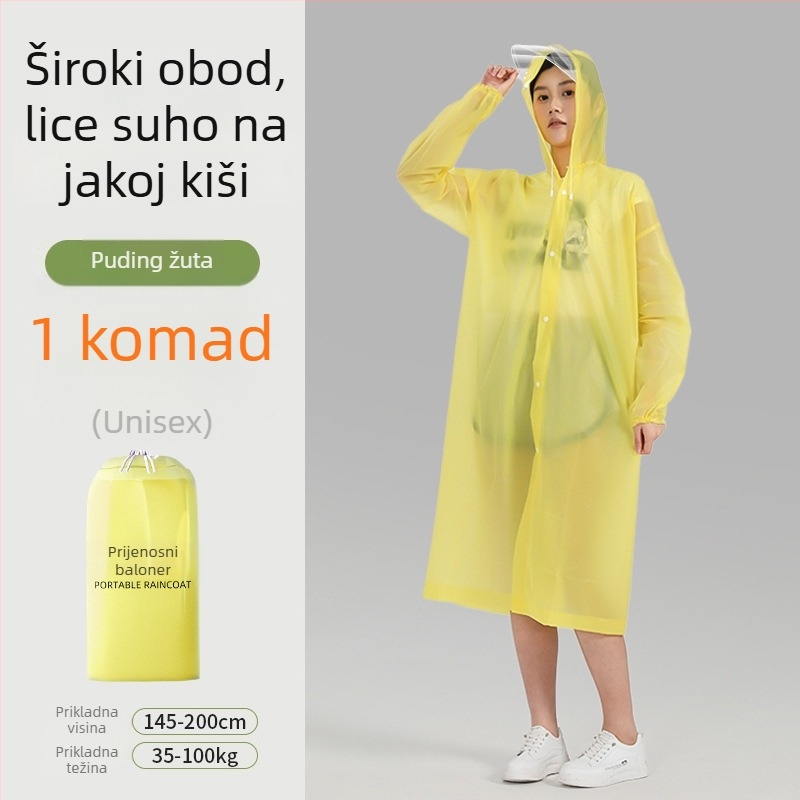 Kišni kaput za odrasle s rubom, dug, pogodan za planinarenje i putovanja