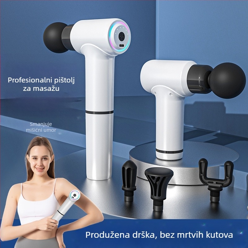 Novi masažni alat za fasciju s produženom ručkom i šarenim svjetlom s efektom disanja, bežično, 4 glave
