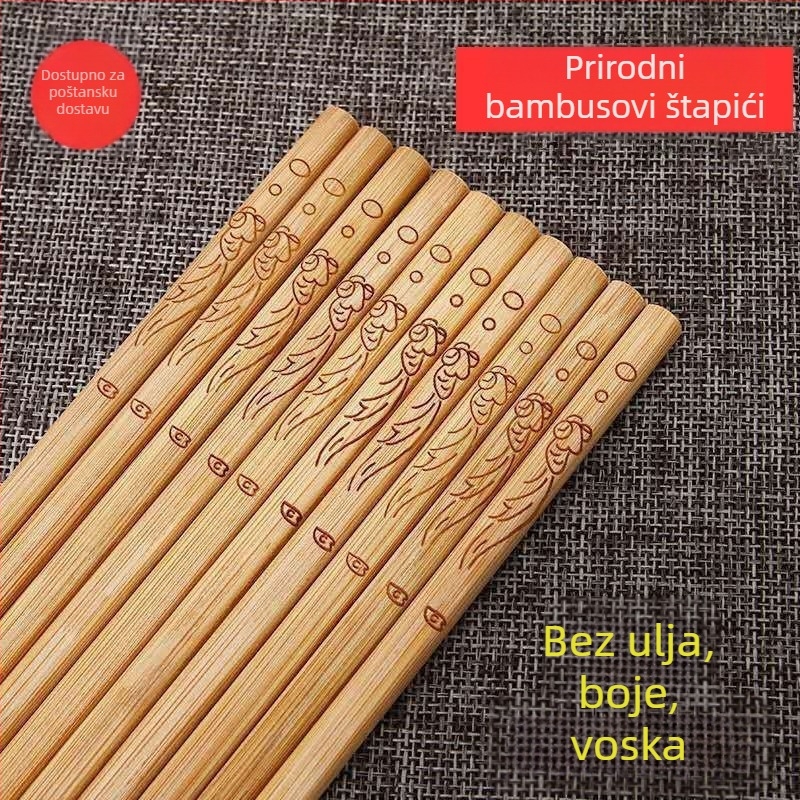 Bambus štapići za jelo, bez boje i voska, set posuđa za hotele i restorane, obiteljsko pakiranje