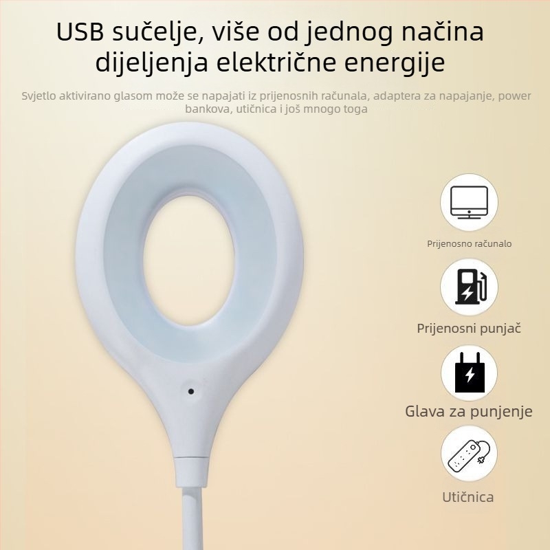 USB glasom upravljana noćna lampica s promjenom intenziteta i boje, štedljiva stolna lampa za dnevni boravak, spavaću sobu i noćni ormarić