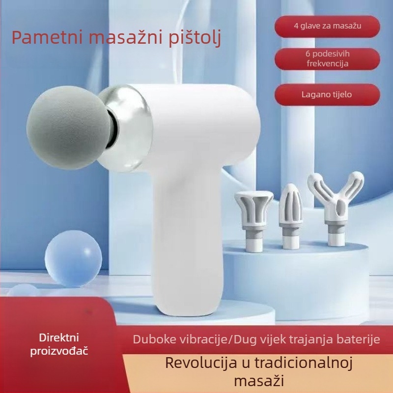 Mini masažer za opuštanje mišića, prenosni fascia masažer za vrat i vratnu kralježnicu, 4 glave, tiši rad