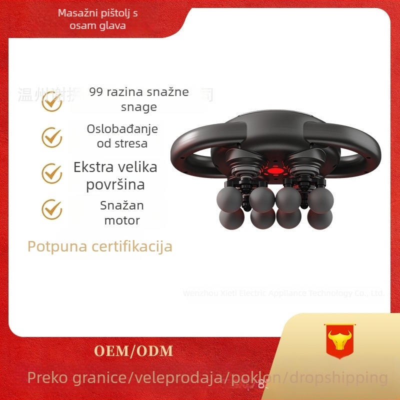 8-glavi fascia masažer, punjivi, tih rad, kućna upotreba, višestruke pozicije