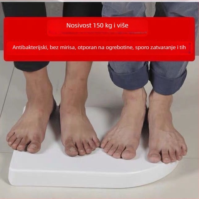 Kvadratni poklop za WC, univerzalni, deblji i izdržljiv, prilagodljiv trapezoidnom sjedištu, izrađen od urea-formaldehidne smole