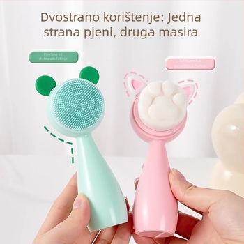 Četkica za čišćenje lica s mekanim dlačicama, dvostruka ručna četkica za dubinsko čišćenje pora i uklanjanje crnih mrlja
