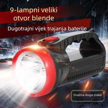 3319LED Prenosna punjiva ručna baterka za otvoreno — snažan snop, svjetlo za potragu, nužno svjetlo, plastično kućište