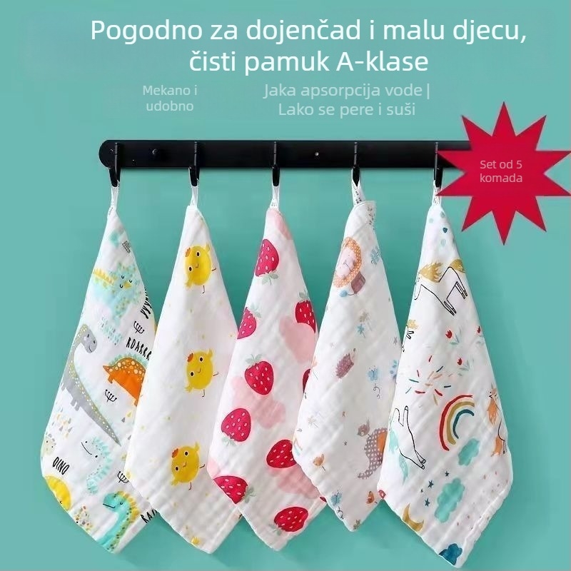 5-komplet Seersucker pamukovih ručnika za intimnu njegu žena, upijajuće, bez dlačica, mekani kvadratni ručnici