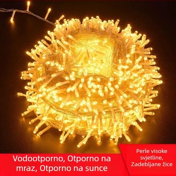 LED niz svjetala za vanjsku dekoraciju, vodootporna IP44, 120 LED, mogućnost prigušivanja putem daljinskog upravljača, 220V, vrtna rasvjeta za Božić i Novu godinu