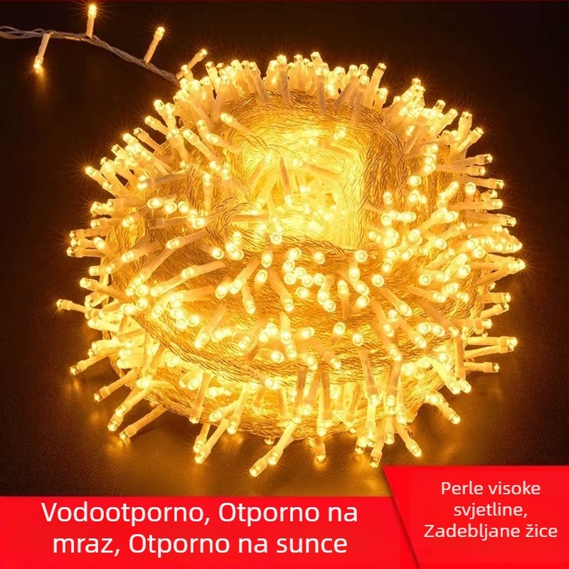 LED niz svjetala za vanjsku dekoraciju, vodootporna IP44, 120 LED, mogućnost prigušivanja putem daljinskog upravljača, 220V, vrtna rasvjeta za Božić i Novu godinu