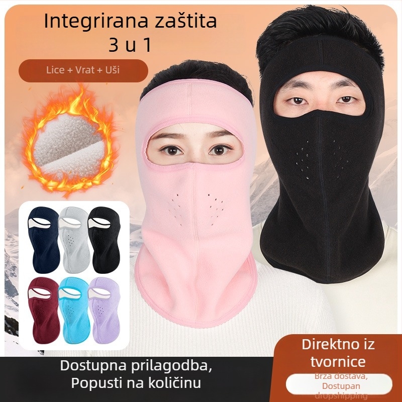 Jesensko-zimska topla maska od polar fleksa s kapuljom, zaštita od vjetra, za vanjske aktivnosti: vožnja biciklom, skijanje, vožnja motociklom