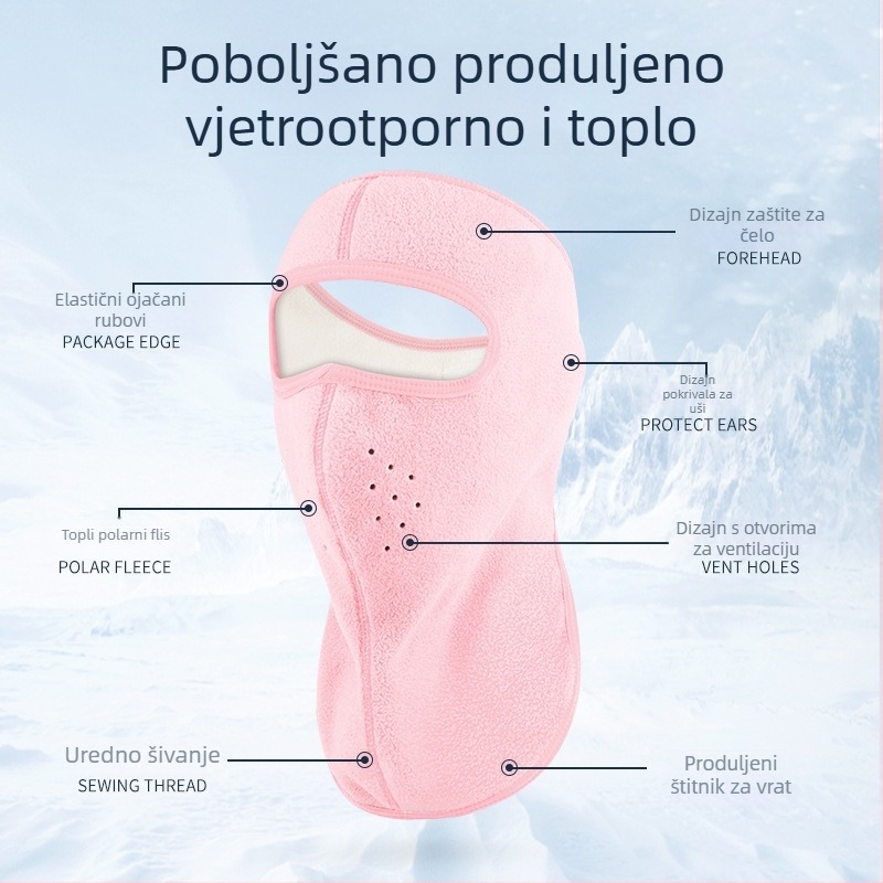 Jesensko-zimska topla maska od polar fleksa s kapuljom, zaštita od vjetra, za vanjske aktivnosti: vožnja biciklom, skijanje, vožnja motociklom