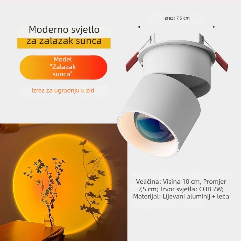 Ugrađeno LED usmjereno svjetlo s atmosferom zalaska sunca za hodnik i dnevni boravak, ukrasna zidna slika.