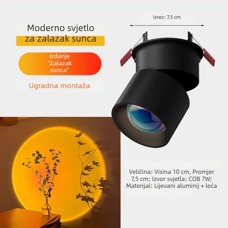 Ugrađeno LED usmjereno svjetlo s atmosferom zalaska sunca za hodnik i dnevni boravak, ukrasna zidna slika.