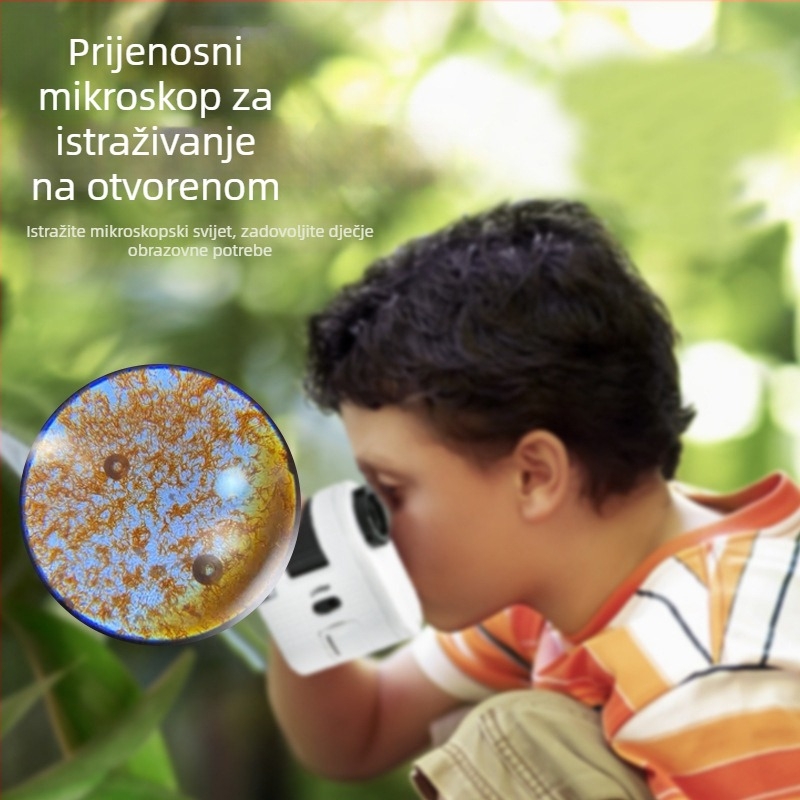 Chuda 100x Mini Mikroskop za djecu – Znanstveno istraživanje uz LED rasvjetu i svjetlo za provjeru novčanica