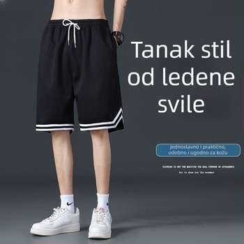 Muške mrežaste prozračne košarkaške šorceve u američkom stilu, ljetne trening hlače od ice silk, plus veličina