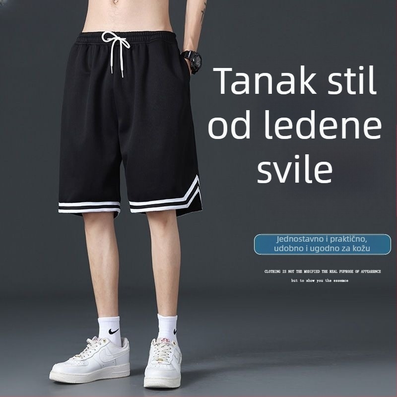 Muške mrežaste prozračne košarkaške šorceve u američkom stilu, ljetne trening hlače od ice silk, plus veličina