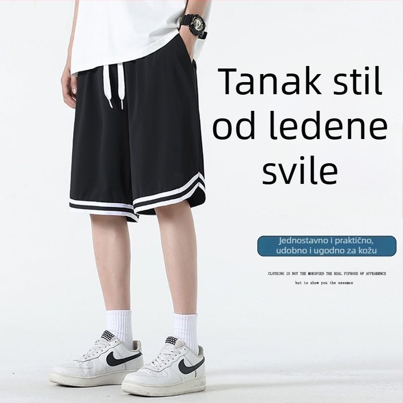 Muške mrežaste prozračne košarkaške šorceve u američkom stilu, ljetne trening hlače od ice silk, plus veličina