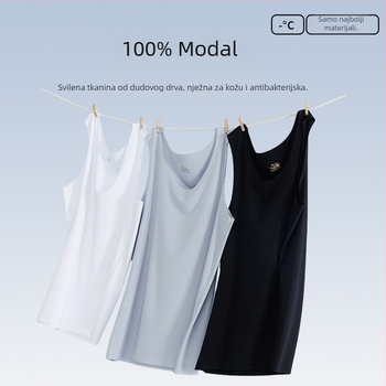 Muški bezruk top za vježbanje od mješavine Mulberry svile i modala, lagani temeljni sloj, okrugli izrez, sportski stil