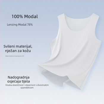 Muški bezruk top za vježbanje od mješavine Mulberry svile i modala, lagani temeljni sloj, okrugli izrez, sportski stil