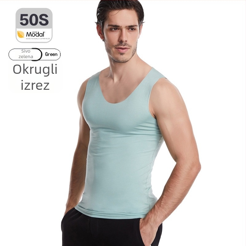 Muški modal bezšivna potkošulja, velika veličina, osnovni sloj za fitness, bijela ili crna