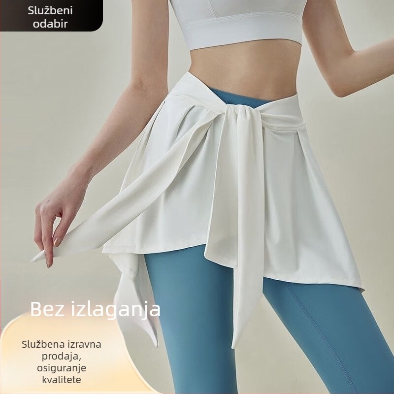 Yoga baza suknja s panelom za pokrivanje bokova, ženska mini A-linijska suknja za fitness, chenille tkanina s elastanom