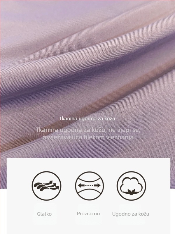 Ženski ljetni kratki rukav sportski T-shirt, lagan i brzo se suši, pogodan za trčanje, trening i jogu; poliester materijal, visoka elastičnost