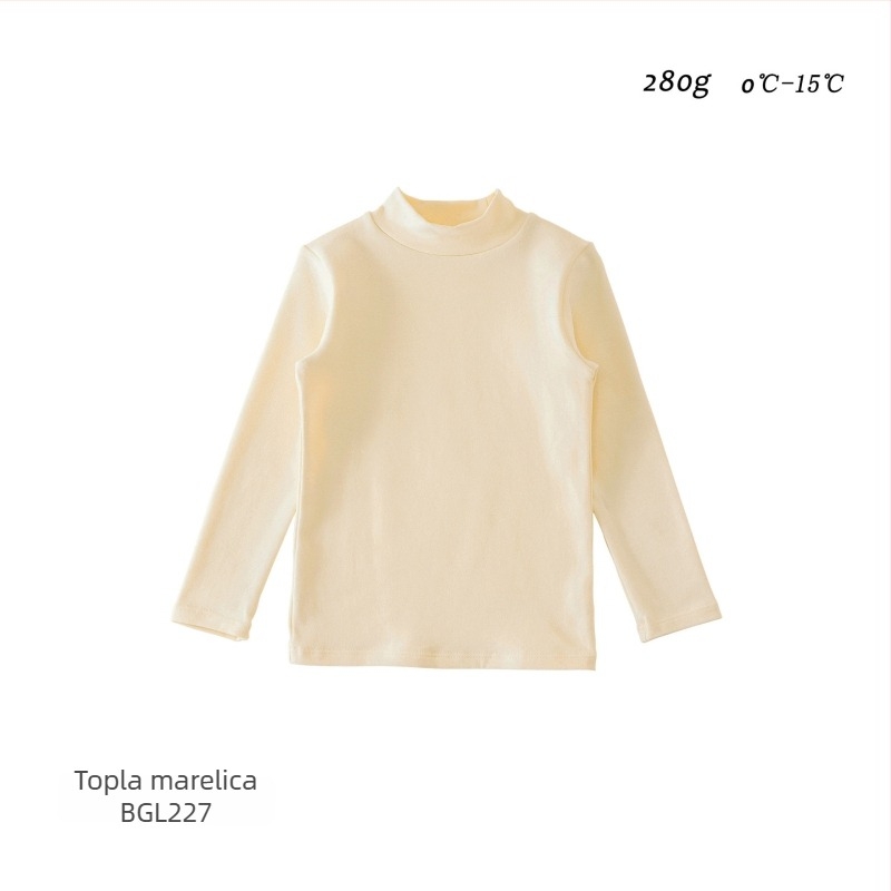 Unisex dječji pamukasti top s polu-visokim ovratnikom, jednobojan, dugi rukav, korejski stil, jesen i zima
