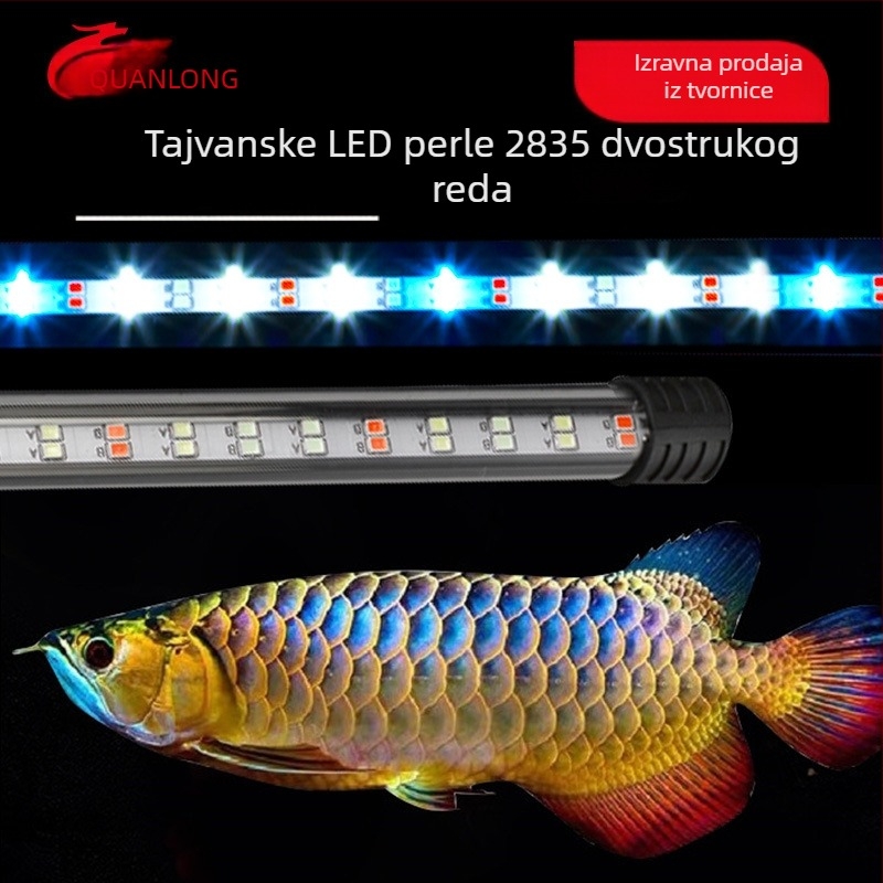 LED svjetlo za akvarij s punim spektromom, vodootporno i uronjivo, za vodene biljke i ribu zmaja.